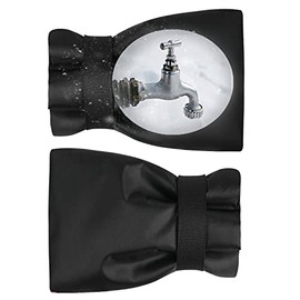 BoArt Outdoor Faucet Cover Socks for Winter Freeze Protection, 5.9" W x 7.5" H, Hose Bib Covers for Wall Taps Outside, Waterproof & Frost Free Insulated Spigot Cover, 2 Pcs Faucet Socks Black
