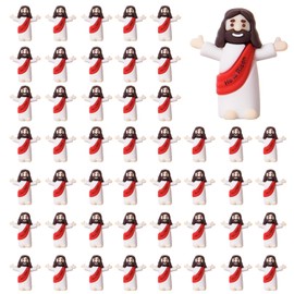 ARCHCRTC 50 Pcs Mini Jesus Figures He is Risen Jesus Doll Little Jesus Figurine to Hide and Seek Classic Religious Gifts Christ Savior Jesus for Sunday Easter Egg Stuffers Gift (50, red)