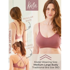 Kalon Women’s 4 Pack Demi Padded Bralette Wireless Comfortable Bra (M/L, Light Vintage)