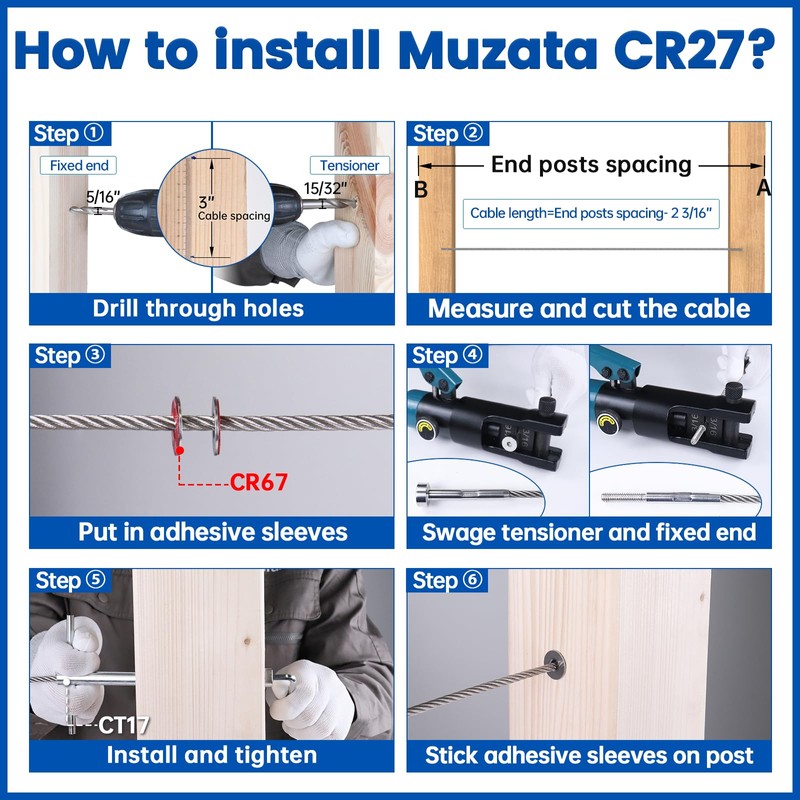 [Patent] Muzata 20 Pack 3/16" Invisible Cable Railing Kit Hardware