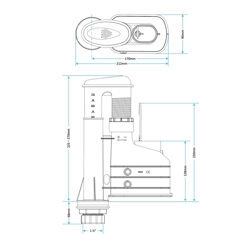 Universal Dual Flush Toilet Syphon Adjustable 7.5" to 9.5" with