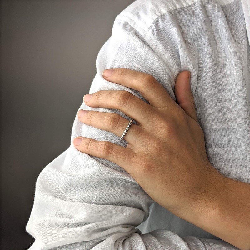 Silverly Women's 925 Sterling Silver Simple Multi-Ball Band Stackable Ring