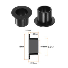 sourcing map 4pcs Flanged Sleeve Bearings 10.15mm Bore 12.2mm OD 12.15mm Length Nylon Bushings for Shaft, Black