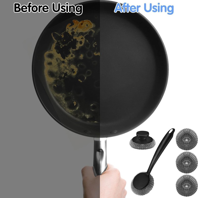 5 Pack Scrubber with Handle Comes with Three Replacement Balls
