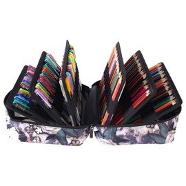 Shulaner Pencil Case Slot Holds 420 to 424 Colored Pencils or 280 to 284 Color Gel Pens with Zipper Closure Large Capacity Nylon Pen Organizer for Student or Artist Gray Rose