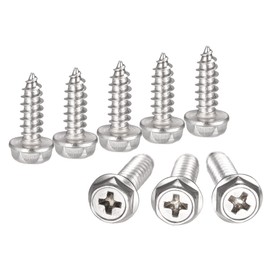 sourcing map Phillips Hex Washer Self Tapping Screws, M5 x 16mm 304 Stainless Steel Hex Flange Sheet Metal Screw 10pcs