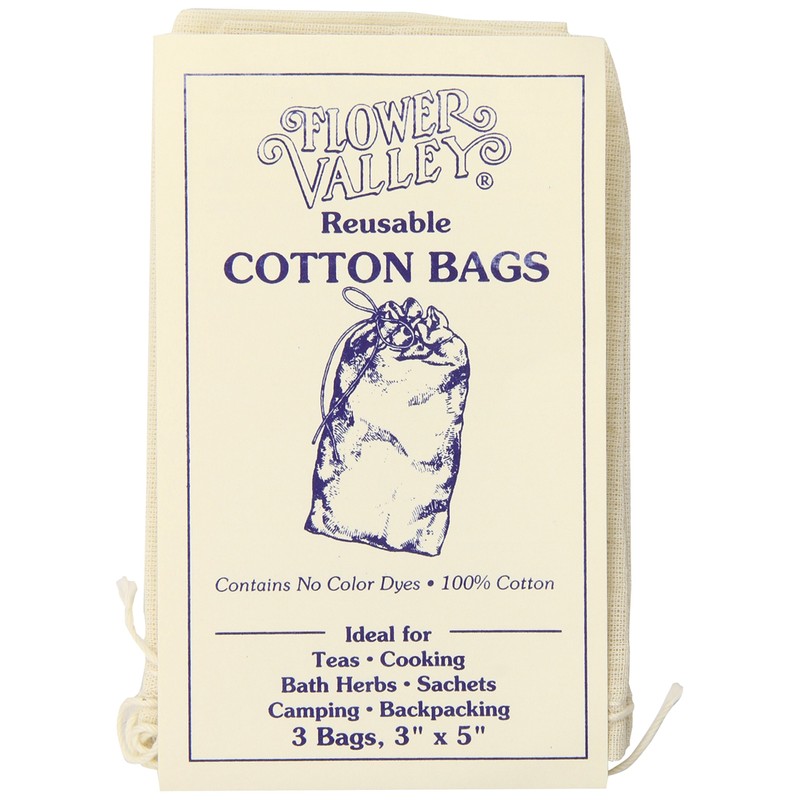 Flower Valley Reusable Cotton Bags, 3 Count