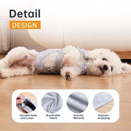 AOOLMOL Dog Anxiety Jacket, Coat for Thunder, Fireworks, Vet Visits and Separation - Skin-Friendly Calming Shirt - Keep Pet Calm, Anti Anxiety Vest for Dogs and Cat, Light Grey
