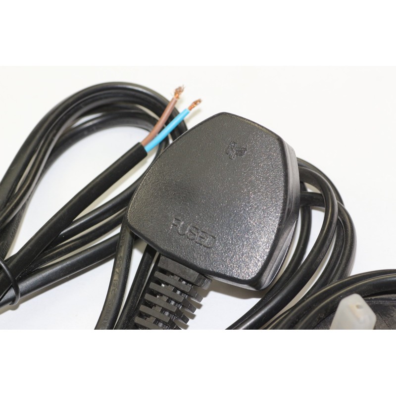 3 x 2m Mains Flex, Moulded UK Plug, Open End