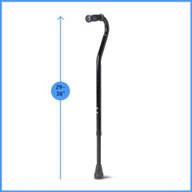 Medline Bariatric Offset Walking Cane for Seniors & Adults is Portable and Lightweight for Balance, Knee Injuries, Mobility & Leg Surgery Recovery