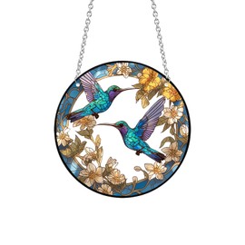 Xuoxeji Hummingbird Suncatchers for Windows Hanging, 7.87in Hummingbird Gifts for Women, Stained Acrylic Birds Sun Catchers Indoor Window (Hummingbird 20cm)