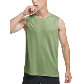 MIER Men's Lightweight UPF 50+ Sleeveless Bodybuilding Tank Tops Breathable Fishing Hiking Shirts UV-Proof Ultralight Workout Muscle Tee Olive S