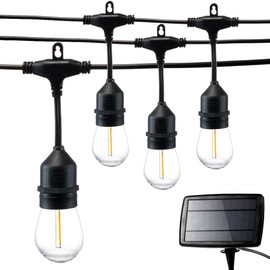 Banord 48ft Solar String Light Outdoor, USB Rechargeable Patio Solar Outdoor Lights with Waterproof & Shatterproof Solar Powered Bulbs for Backyard, Porch, Garden, Pool, Party, Cafe