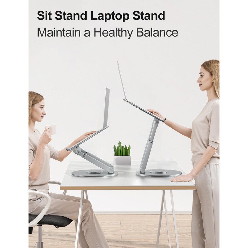 tounee Telescopic Laptop Stand for Desk with 360° Swivel Base,