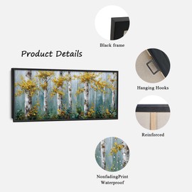 Large Wall Art For Living Room White Birch Canvas Wall Decor Tree Pictures Forest Paintings Nature Prints Big Artwork Framed Modern Decorations For Office Bedroom Bathroom Gifts 60" x 30"