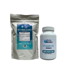 Revitalize Wellness Revitalize Wellness Bundle | Fine Powder Vitamin C as Ascorbic Acid | 1000 mg Vitamin C per Serving | 1 lb. Bag & Vitamin B3 Chewables | 125 mg Vitamin B3 per Serving | Vanilla Flavor | 300 Servings