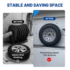 Anina Spare Tire Carrier for Enclosed Trailer, Wall Mount Bracket Holder for Vehicle Cargo Van Truck, Aluminum Mount Fasten Wheel Tire Bracket Rack Convenient to Repair and Carry