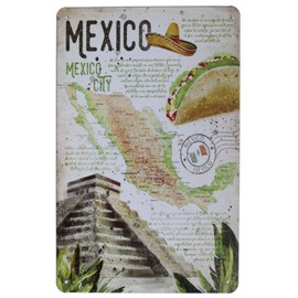 Mexico City Vintage Style Tin Sign Wall Plaque Decor