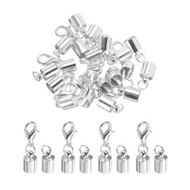 sourcing map Cord End Caps 5.5mm End Caps Barrel Beads (Silver) 10Pcs