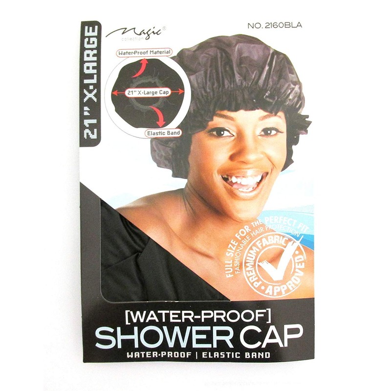 Magic X-Large Elastic Band Shower Cap - Black, Elastic band,