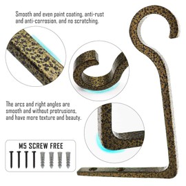 QIEGL Hanging Plant Bracket 6inch Metal Plant Hook Shepherds Hook Decorative Wall Plant Hanger for Hanging Lanterns, Bird Feeder, Flower Basket, Home Decor Indoor & Outdoor (2, Gold Hammertone)