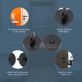 EAI Round Bathroom Thumbturn & Release Set - Matt Black | Universal Black Door Turn and Release Lock for Bathroom/Toilet with Emergency Coin Release Lock
