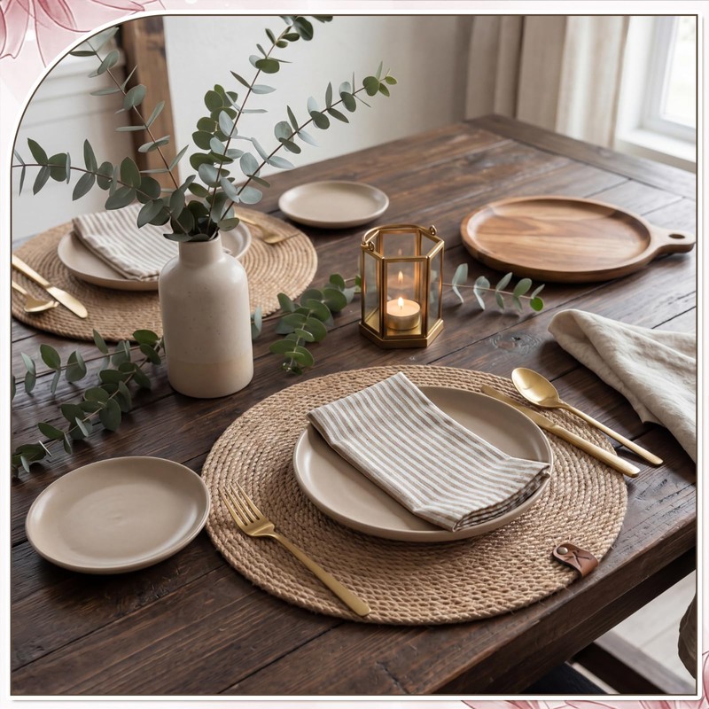 Set of 12 Brown Narrow Stripe Cloth Napkins, Linen Cloth