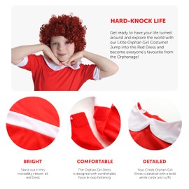 Child's Orphan Girl Costume - Large - Red Dress With White Collar - Perfect for World Book Day and Other Fancy Dress Events