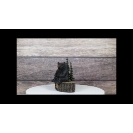 Rustic Black Bear Couple Kissing On Love Tree Ring with Pine Trees Figurine