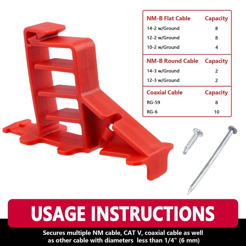 SIHAI 80 PCS Hammer-In Insulated Cable Staples, Heavy-Duty Multi-Cable Stacker