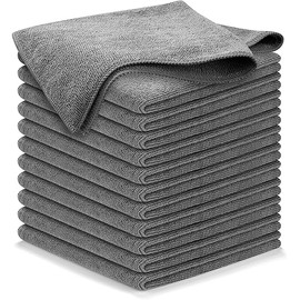 USANOOKS Microfiber Cleaning Cloth Grey - 12 Pcs (12.5"x12.5") - High Performance - 1200 Washes, Ultra Absorbent Microfiber Towel Weave Grime & Liquid for Streak-Free Mirror Shine - Car Washing Cloth