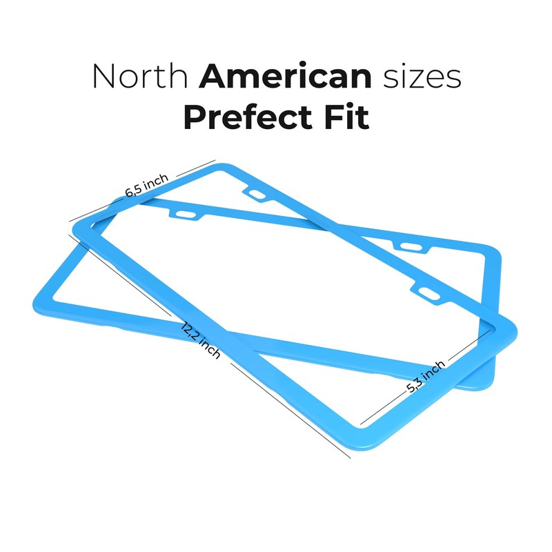 Deselen Blue License Plate Frame - 2-Hole Sleek Style, Stainless