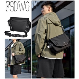 FSDWG Men's Shoulder Bag, Crossbody Messenger Bag, Waterproof, 2-Way for Work or School, Travel, Outdoor Activities, Black2