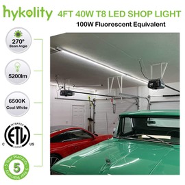 hykolity 6 Pack 4FT LED Shop Light,40W, 5200LM, 6500K Super Bright White,V Shape Integrated T8 LED Tube Light,4 Foot Linkable Shop Lights with Built-in ON/Off Switch for Garage,Warehouse,Workshop