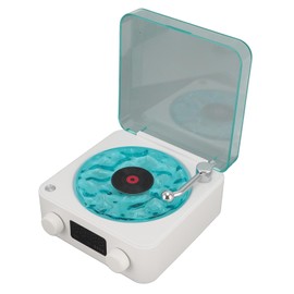 Waves Player, Waves Bluetooth Speaker with Ambient Light & Display Screen, Portable Stereo Sound Vintage Record Player Speaker, for Bedroom,Office,Party,Relaxing,Christmas (White)