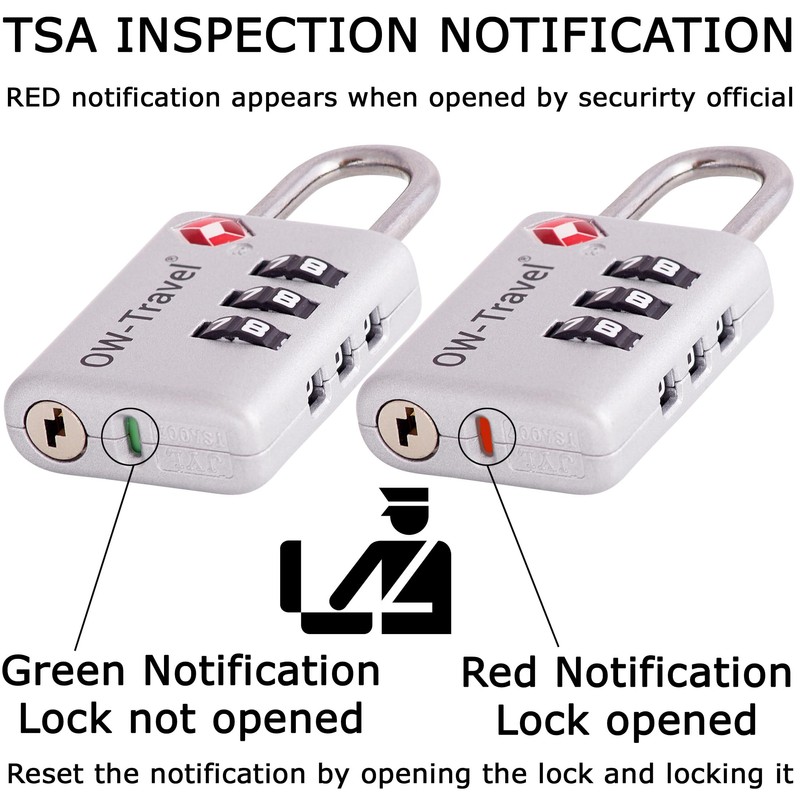 OW-Travel TSA Approved Luggage Locks Suitcase Locks with Indicator Open