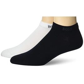 BOSS Mens 5 Pack Solid Cotton Stretch Casual Sock, Cloud White/Black Fog, 7-13 US