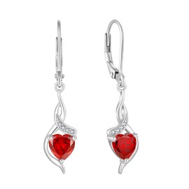 Lwsary Infinity Garnet Drop Dangle Earrings 925 Sterling Silver Love Heart Leverback Earrings January Birthstone Jewelry Gifts for Women