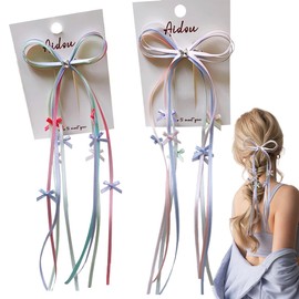 Haarschleifen Damen Haarspangen mit Schleife Lange Bander, 2 Stück, Elegante Mädchen Haarschmuck