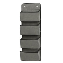 Minnhua Hanging Shelf, Bathroom Organiser with 4 Compartments, Hanging Organiser Door with 2 Hooks, Large Capacity Hanging Storage, Door Organiser for Bathroom, Bedroom, Children's Room (Grey)