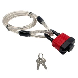 Cable Lock 4ft / 1.2 Meters Long - Steel Cable 1.2 m / 47” for Bicycle with Hook and Loop Fasteners - Steel Cable 4 feet for Courtyard Gate & as Bike Lock - with Easy Locking-Mechanism