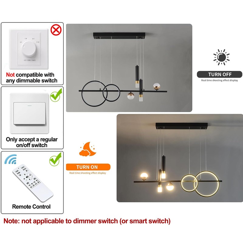 Siittoo Modern Chandeliers for Dining Room, Dimmable Led Linear Pendant