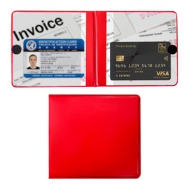Ziciner Car Registration and Insurance Holder, 5.2"× 4.7" Premium Auto Glove Box Organizer with Closure, Essential Vehicle Document Holder for Card, Driver License (Red)