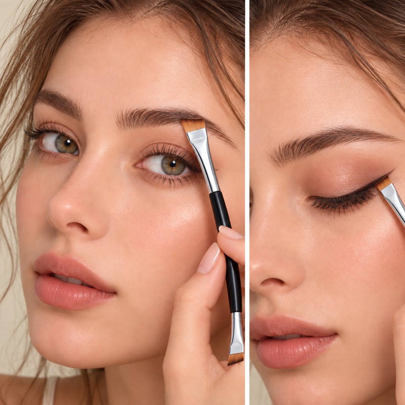Professional Eyebrow Brush Eyeliner Angled Flat Head Blade Eye Liner