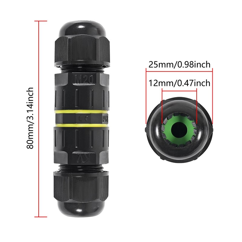 8PCS 3 Pole Wire Connector Waterproof IP68 Outdoor Electrical Junction