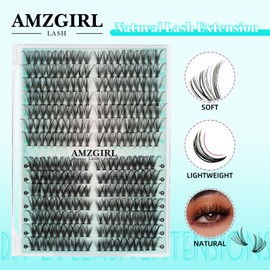 Natural Lash Clusters Left&Right Eyelash Clusters 280pcs C Curl Wispy Cluster Lashes DIY Individual Lashes Extension Thin Band Cluster Eyelashes Extensions(30D+40D)