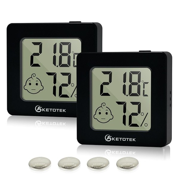 KETOTEK 2 Pack Indoor Hygrometer Room Thermometer Digital Mini Humidity