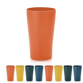 Kyraton Plastic Cups Reusable 8 Pieces, Unbreakable Water Drinking Cup, Tumblers for Indoor Outdoor Travel Poolside Bathroom Adult Light Weight Easy to Carry BPA Free (Orange)
