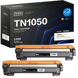 Timink TN1050 TN-1050 Toner Compatible for Brother TN 1050 Toner for Brother HL-1110 DCP-1610W HL-1210W DCP-1612W HL-1212W HL-1112 DCP-1510 DCP-1512 MFC-1810 MFC-1910W Printer (2 Black)
