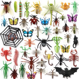 DOITEM Realistic Insect Toy Figures for Kids, 45Pack Colorful Assorted Play Bugs for Children, Toddler Education Themed Party Gift, Halloween Filler Cupcake Topper